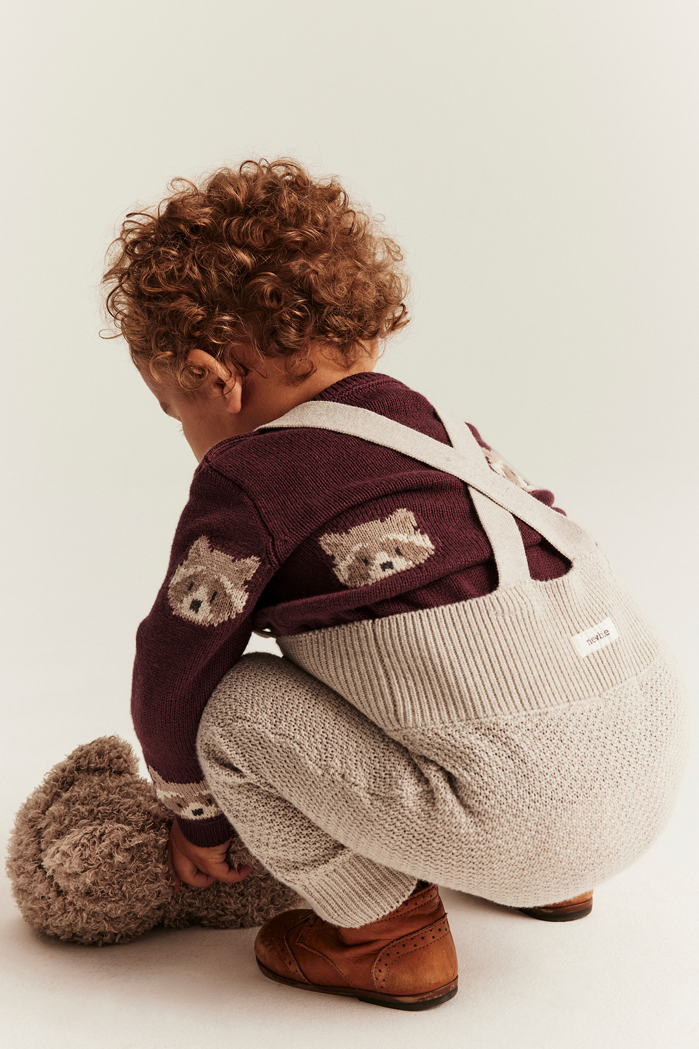 Jacquardstickad tröja | Vinröd | Baby | Newbie