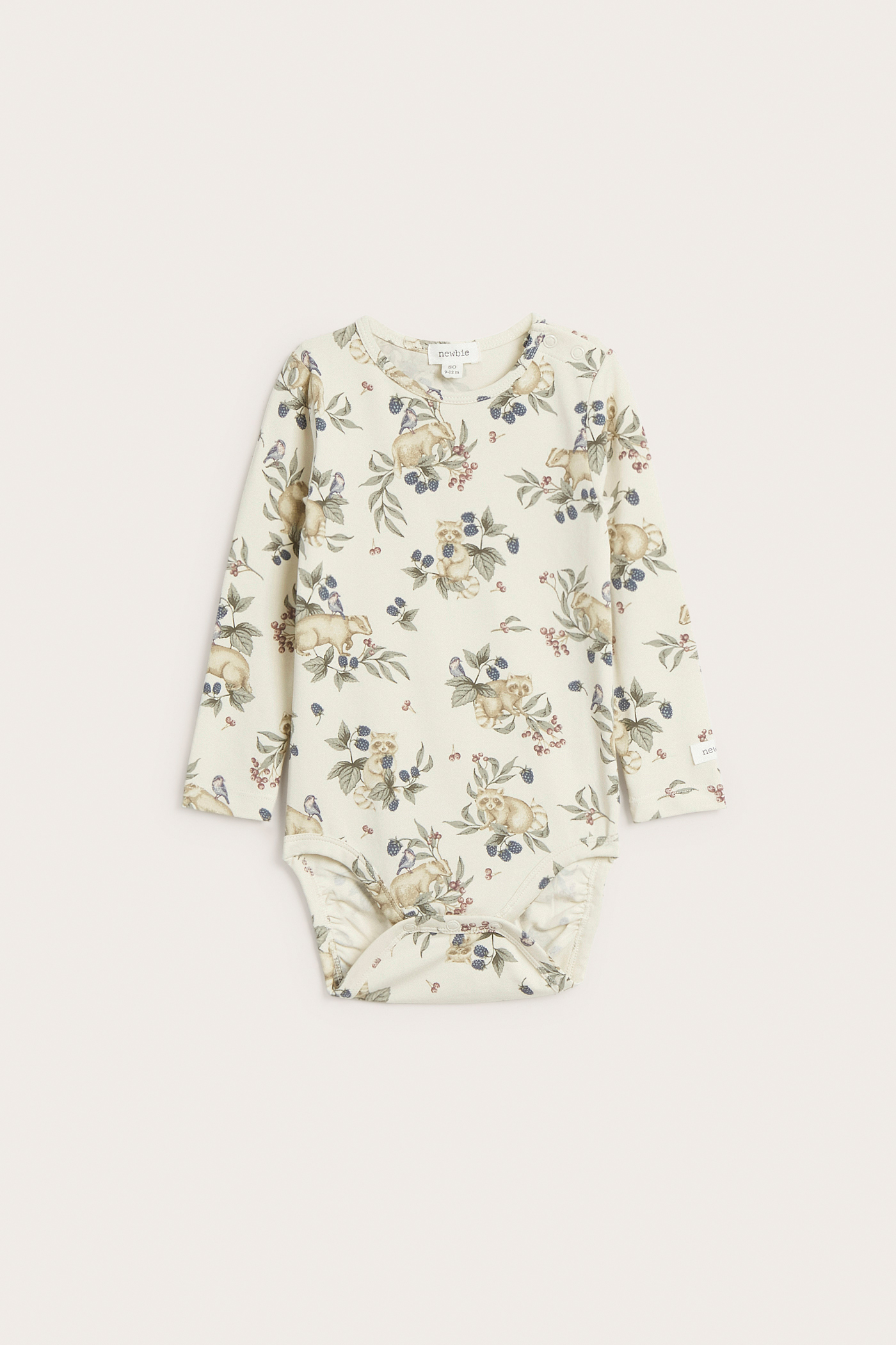 Mönstrad långärmad body | Ljusbeige | Baby | Newbie