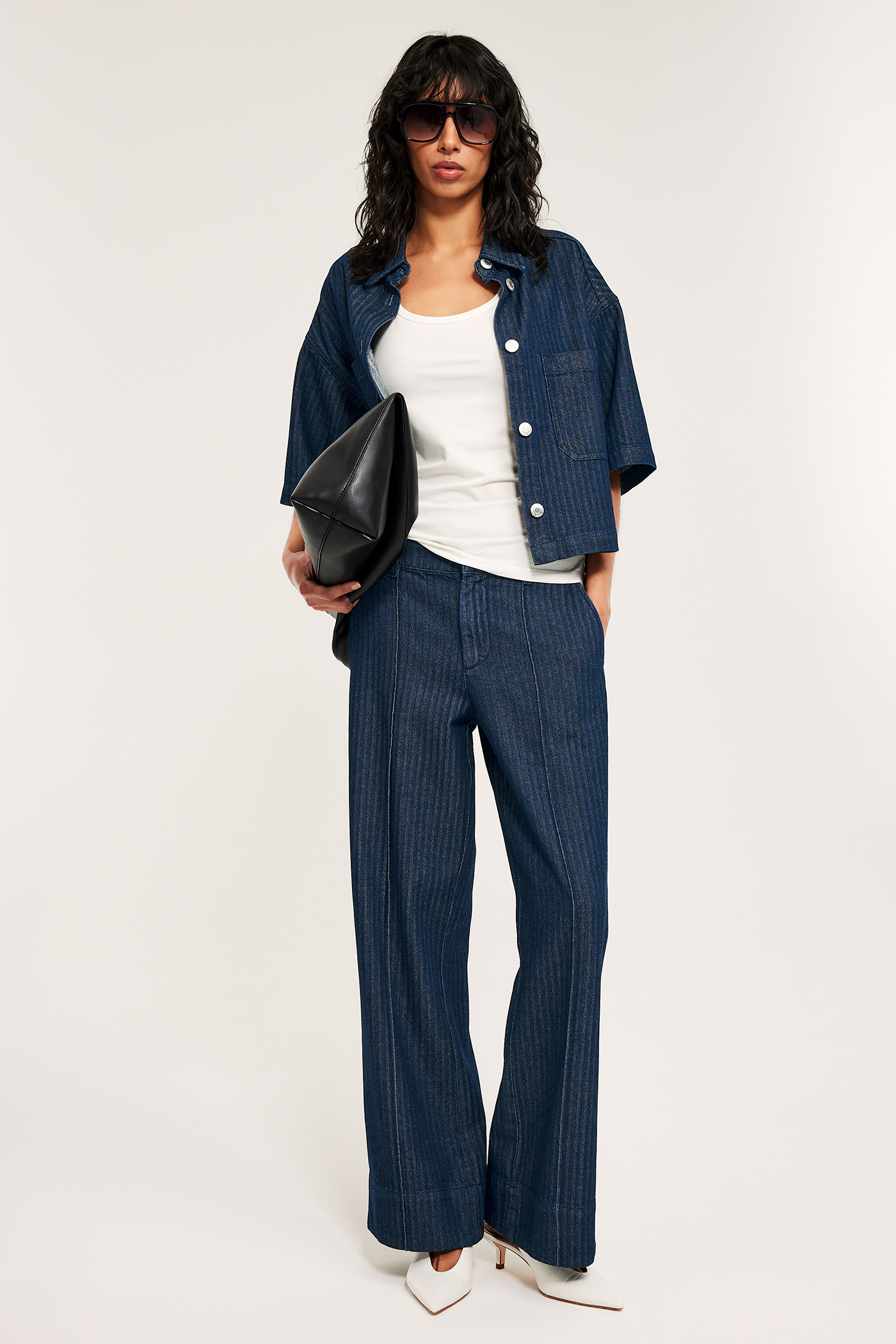 Wide jeans high waist | Mörk denim | Dam | Kappahl