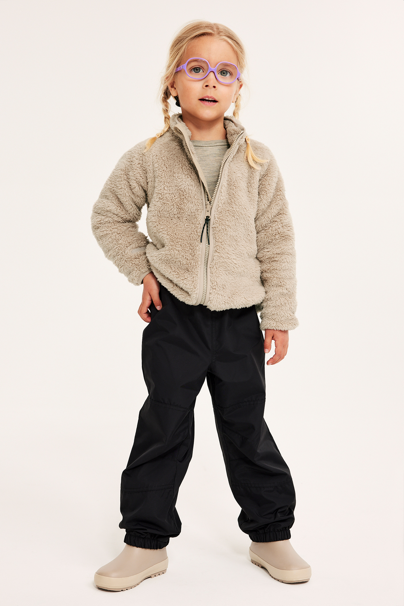 【ラルガ】 Bluza z pluszowego polaru zip-in / zip-off Kaxs | Beżowy | Dziecko