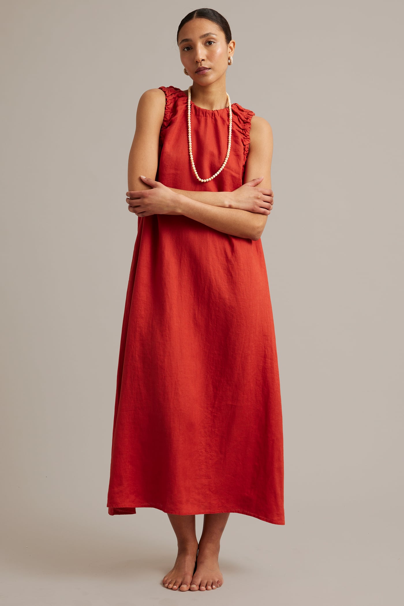 knee length dresses for ladies QULAYI linen dress – Le Kasha main image 1