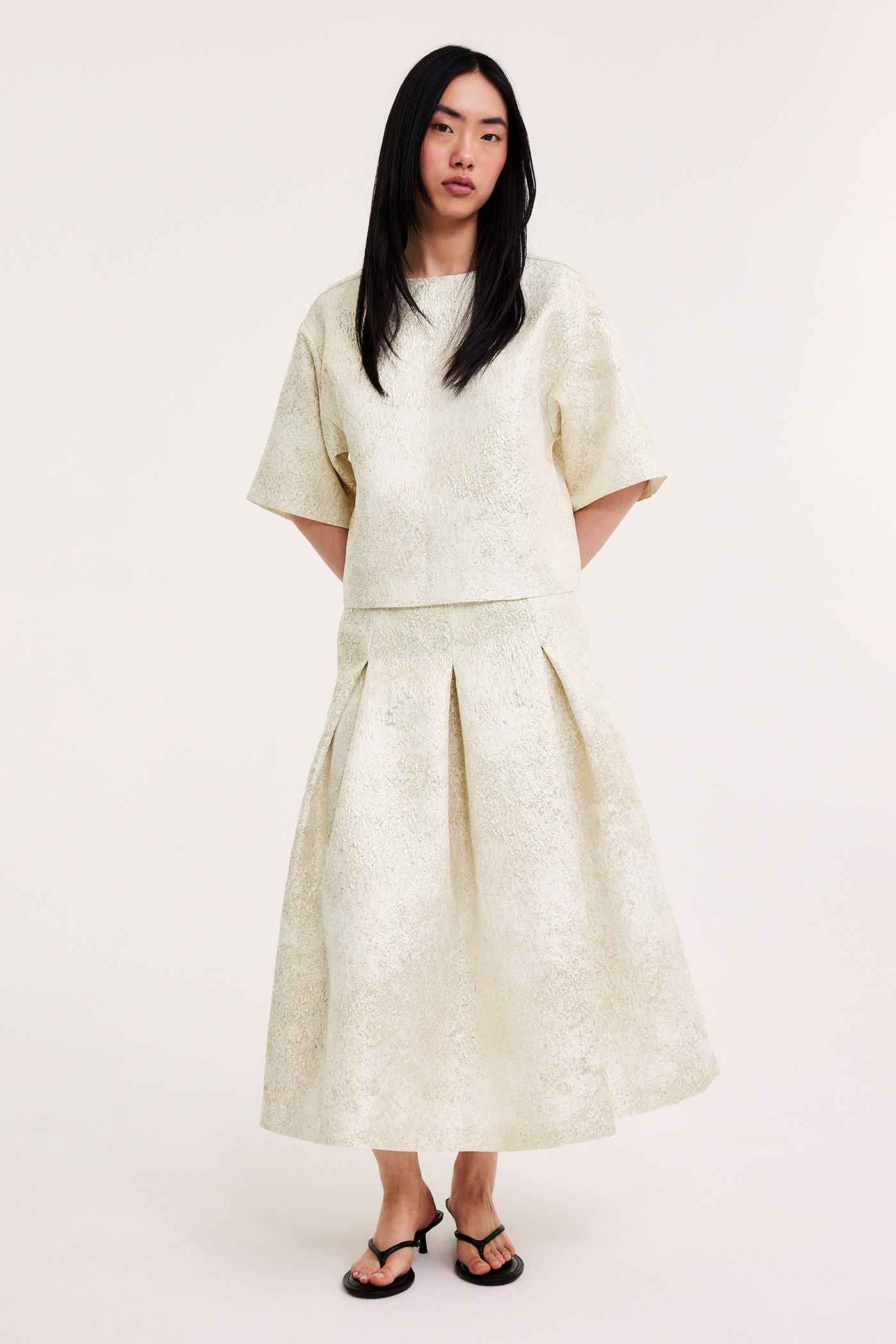 Skjørt med jacquardmønster | Offwhite | Dame | Kappahl