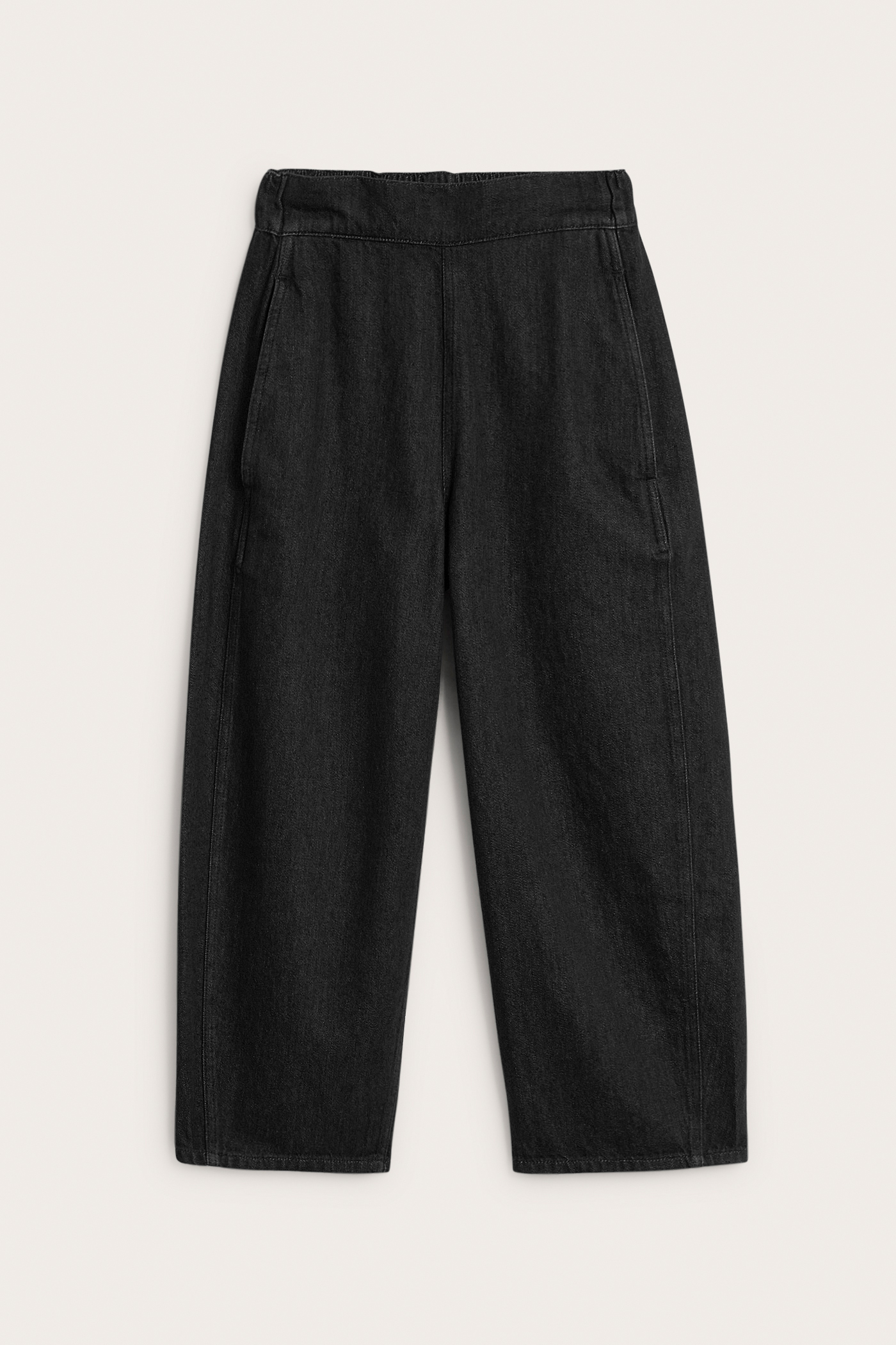 Pull-on jeans barrel fit | Svart denim | Dam | Kappahl