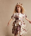 Thumbnail Sukienka w kwiaty, z bufiastymi rękawami | Beżowy | Dziecko | Kap