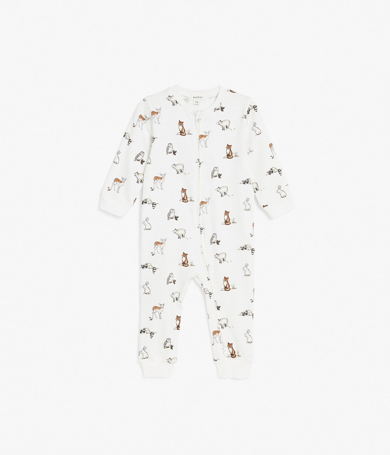 Vit babypyjamas med djurmotiv, Newbie Baby