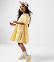 Thumbnail Dress with short puffed sleeves - Yellow - Kids - Kappahl