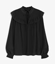 Thumbnail Frill blouse with ties | Black | Woman | Kappahl